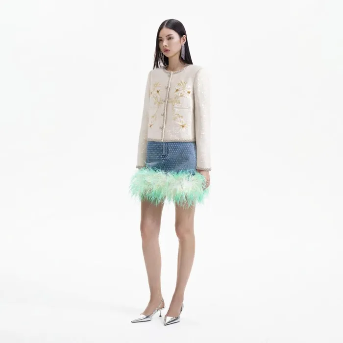 Self Portrait Exclusives Cream Hand Embroidered Lily Boucle Jacket 8211 Women Self Portrait Exclusives Cream Hand Embroidered Lily Boucle Jacket 8211 Women