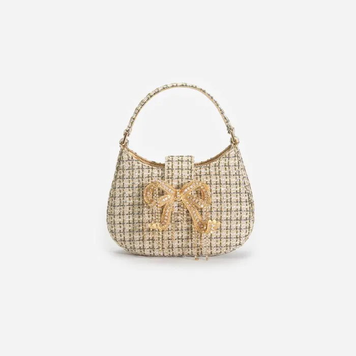Self Portrait Icons Gold Boucle Crescent Bag 8211 Women