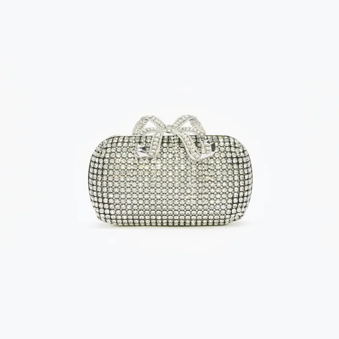 Self Portrait Icons Silver Chainmail Clutch Bag 8211 Women
