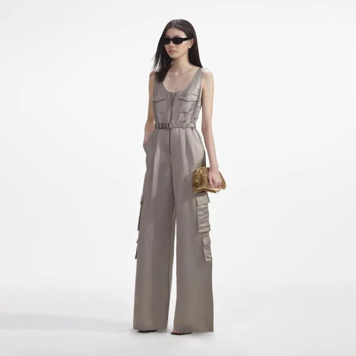 Self Portrait Jumpsuits Beige Satin Jumpsuit 8211 Women Self Portrait Jumpsuits Beige Satin Jumpsuit 8211 Women