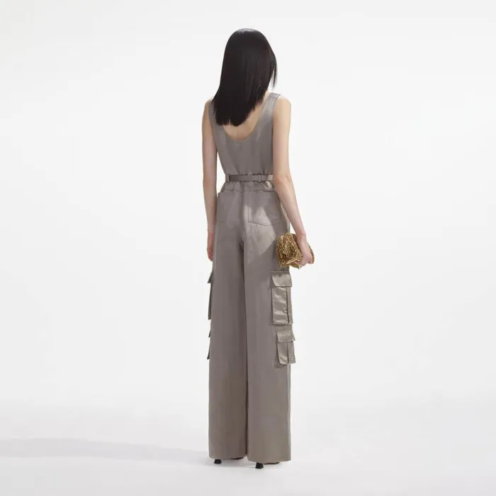 Self Portrait Jumpsuits Beige Satin Jumpsuit 8211 Women Self Portrait Jumpsuits Beige Satin Jumpsuit 8211 Women