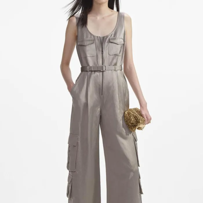Self Portrait Jumpsuits Beige Satin Jumpsuit 8211 Women Self Portrait Jumpsuits Beige Satin Jumpsuit 8211 Women