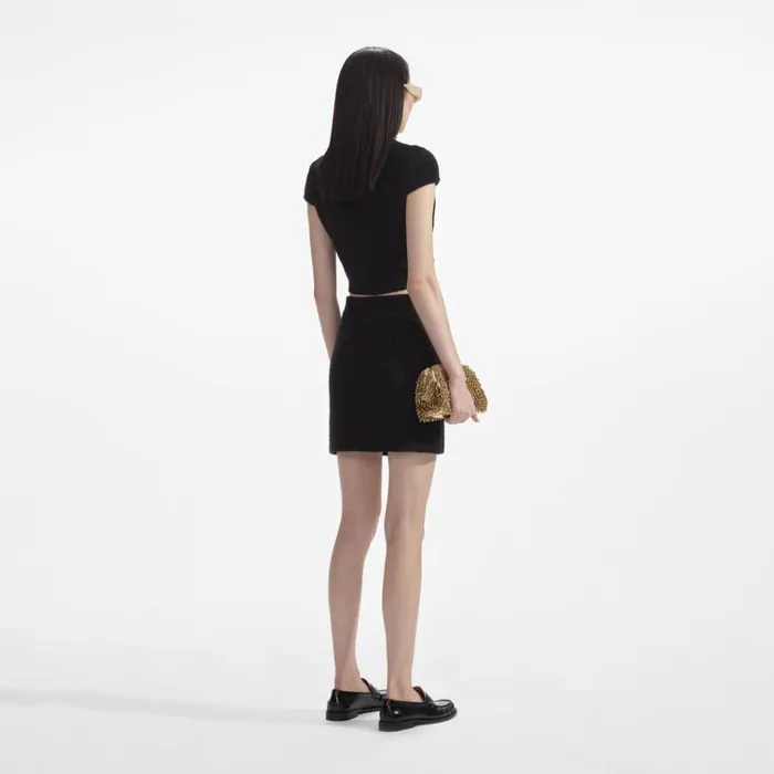 Self Portrait Knitwear Black Jewel Button Knit Mini Skirt 8211 Women Self Portrait Knitwear Black Jewel Button Knit Mini Skirt 8211 Women