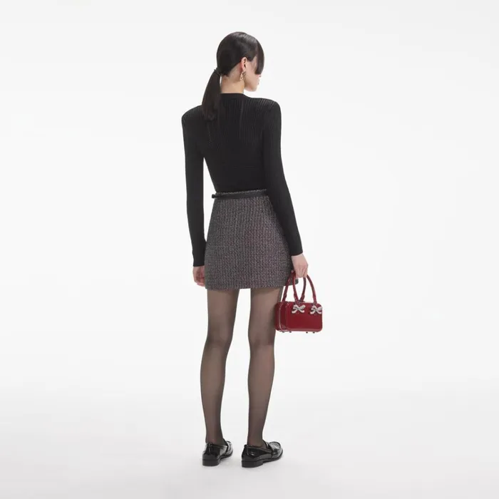 Self Portrait Knitwear Black Pointelle Knit Top 8211 Women Self Portrait Knitwear Black Pointelle Knit Top 8211 Women