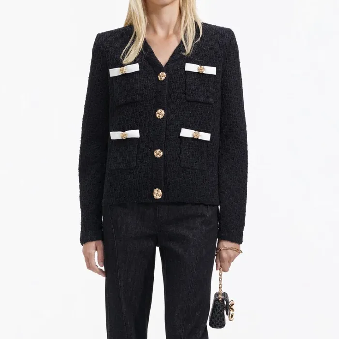 Self Portrait Knitwear Black Weave Cardigan 8211 Women Self Portrait Knitwear Black Weave Cardigan 8211 Women