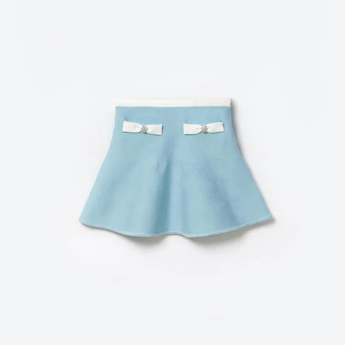 Self Portrait Knitwear Blue Knit Skirt 8211 Kids