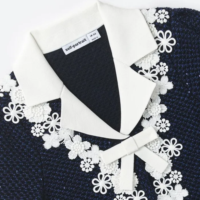 Self Portrait Knitwear Blue Sequin Knit Bow Dress 8211 Kids Self Portrait Knitwear Blue Sequin Knit Bow Dress 8211 Kids