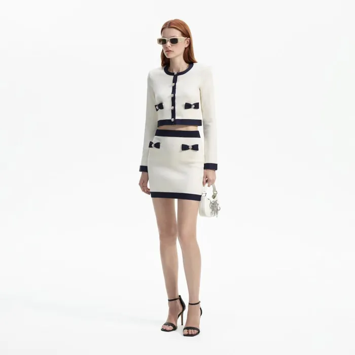 Self Portrait Knitwear Cream Knit Bow Cardigan 8211 Women Self Portrait Knitwear Cream Knit Bow Cardigan 8211 Women