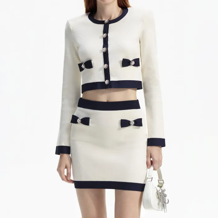 Self Portrait Knitwear Cream Knit Bow Mini Skirt 8211 Women Self Portrait Knitwear Cream Knit Bow Mini Skirt 8211 Women