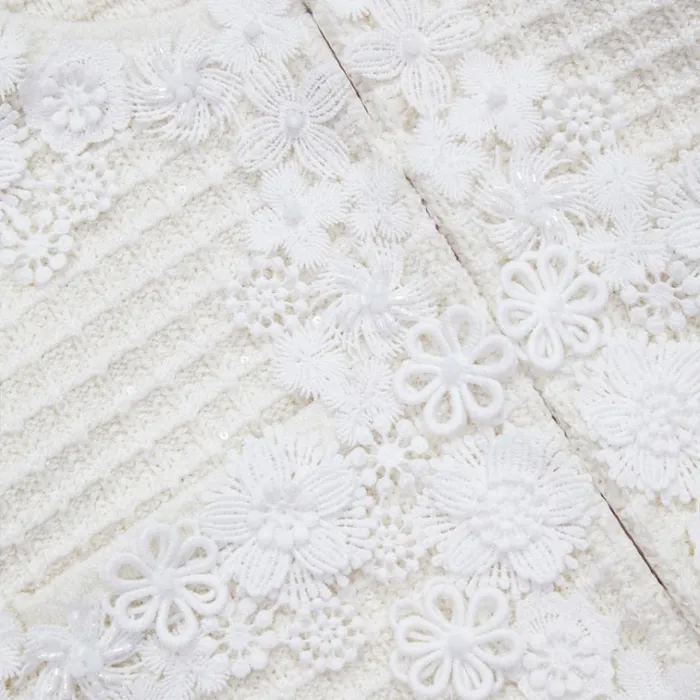 Self Portrait Knitwear Cream Knit Floral Trim Cardigan 8211 Women Self Portrait Knitwear Cream Knit Floral Trim Cardigan 8211 Women