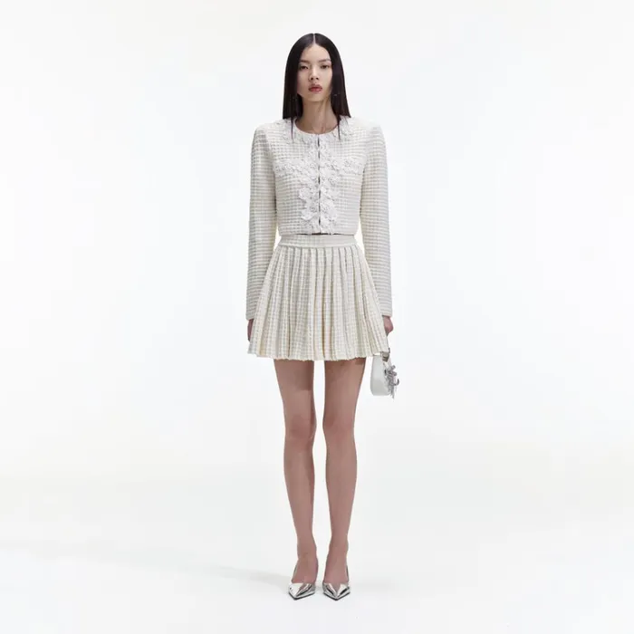 Self Portrait Knitwear Cream Knitted Mini Skirt 8211 Women