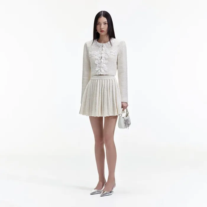 Self Portrait Knitwear Cream Knitted Mini Skirt 8211 Women Self Portrait Knitwear Cream Knitted Mini Skirt 8211 Women
