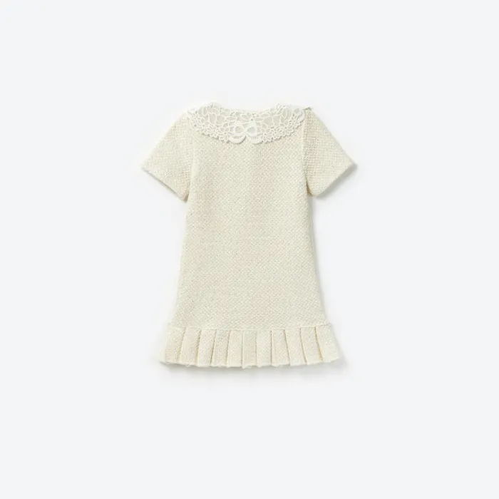 Self Portrait Knitwear Cream Sequin Knit Lace Collar Dress 8211 Kids Self Portrait Knitwear Cream Sequin Knit Lace Collar Dress 8211 Kids