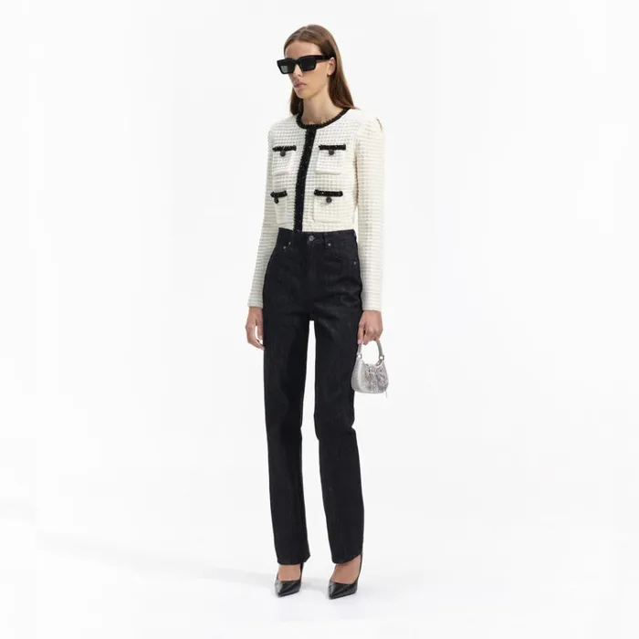 Self Portrait Knitwear Cream Textured Knit Cardigan 8211 Women Self Portrait Knitwear Cream Textured Knit Cardigan 8211 Women