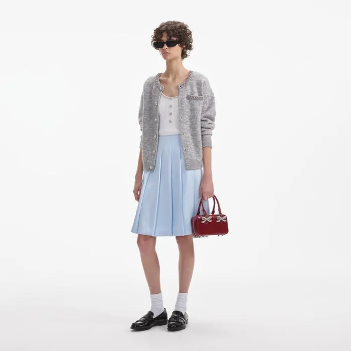Self Portrait Knitwear Grey Melange Cardigan 8211 Women