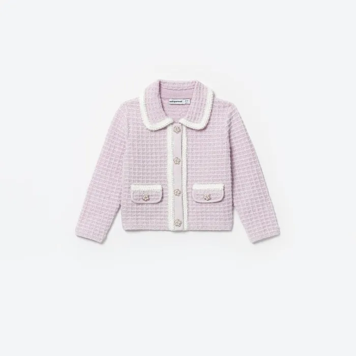 Self Portrait Knitwear Lilac Knit Cardigan 8211 Kids
