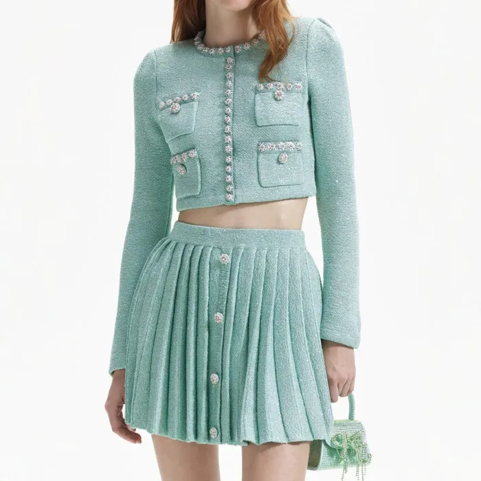 Self Portrait Knitwear Mint Sequin Knit Cardigan 8211 Women Self Portrait Knitwear Mint Sequin Knit Cardigan 8211 Women
