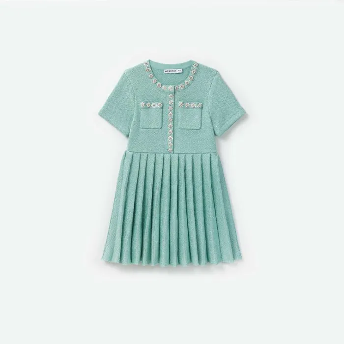 Self Portrait Knitwear Mint Sequin Knit Dress 8211 Kids