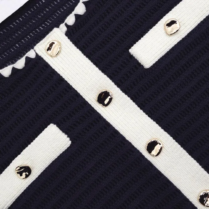 Self Portrait Knitwear Navy Crochet Contrast Trim Cardigan 8211 Women Self Portrait Knitwear Navy Crochet Contrast Trim Cardigan 8211 Women