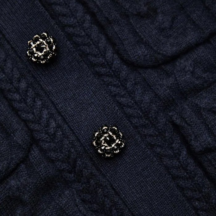 Self Portrait Knitwear Navy Knit Collar Cardigan 8211 Women Self Portrait Knitwear Navy Knit Collar Cardigan 8211 Women