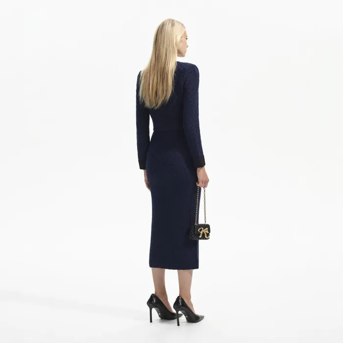 Self Portrait Knitwear Navy Weave Knit Midi Skirt 8211 Women Self Portrait Knitwear Navy Weave Knit Midi Skirt 8211 Women