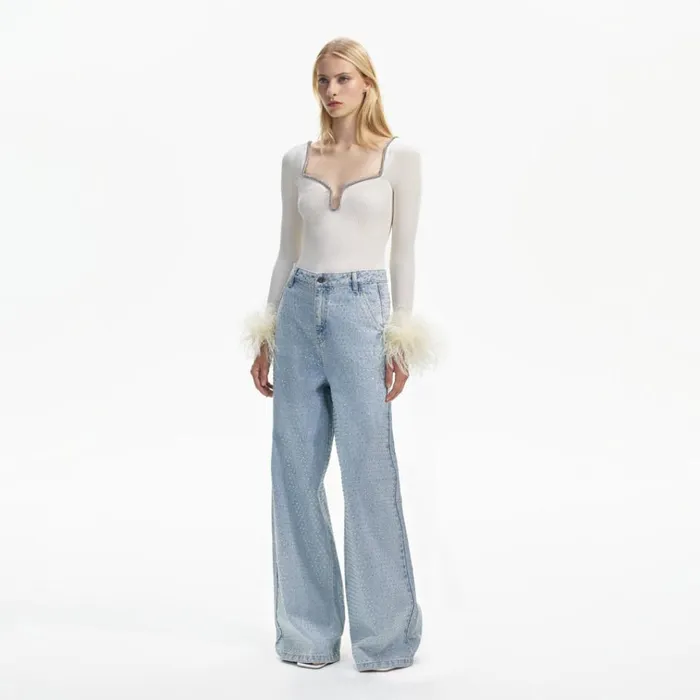 Self Portrait Knitwear Off White Knit Feather Top 8211 Women Self Portrait Knitwear Off White Knit Feather Top 8211 Women
