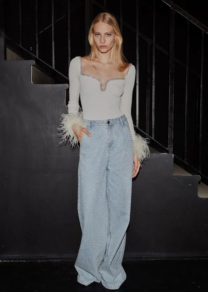 Self Portrait Knitwear Off White Knit Feather Top 8211 Women Self Portrait Knitwear Off White Knit Feather Top 8211 Women