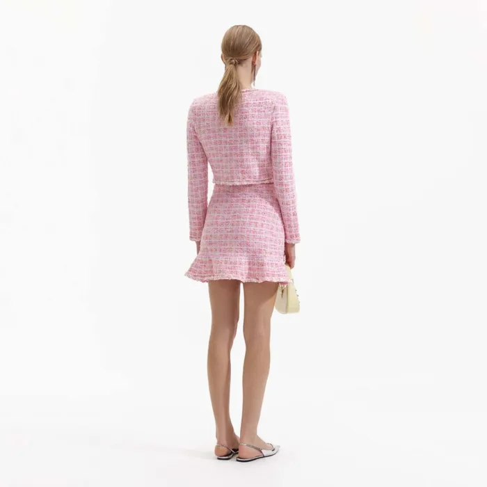 Self Portrait Knitwear Pink Check Knit Cardigan 8211 Women Self Portrait Knitwear Pink Check Knit Cardigan 8211 Women
