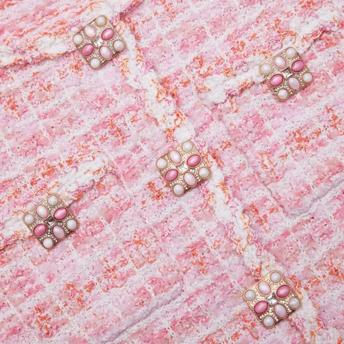Self Portrait Knitwear Pink Check Knit Cardigan 8211 Women Self Portrait Knitwear Pink Check Knit Cardigan 8211 Women