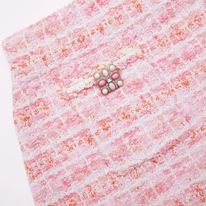 Self Portrait Knitwear Pink Check Knit Skirt 8211 Women Self Portrait Knitwear Pink Check Knit Skirt 8211 Women