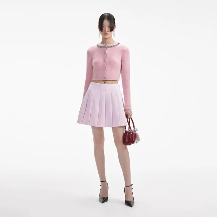 Self Portrait Knitwear Pink Embellished Cardigan 8211 Women