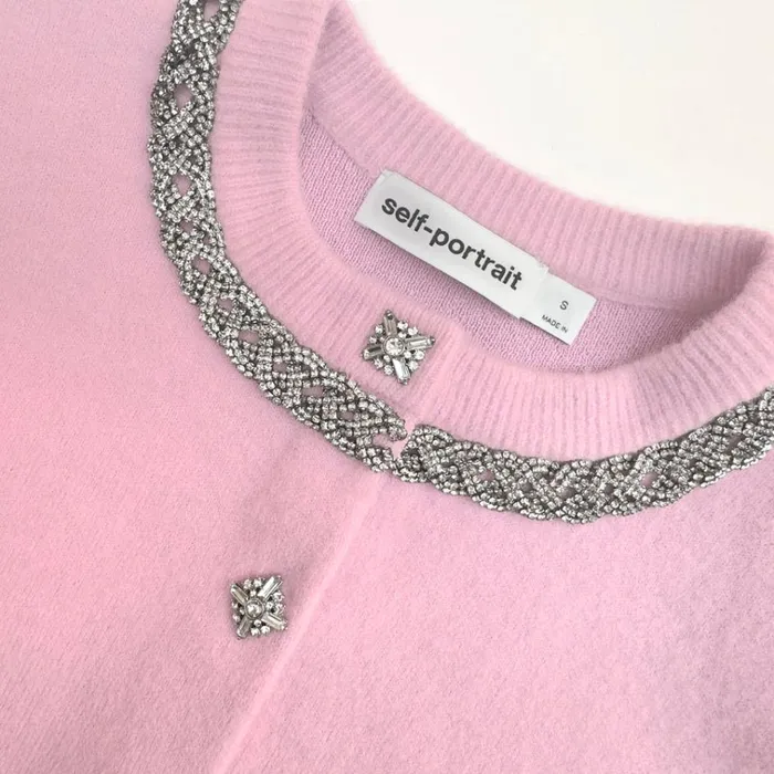 Self Portrait Knitwear Pink Embellished Cardigan 8211 Women Self Portrait Knitwear Pink Embellished Cardigan 8211 Women