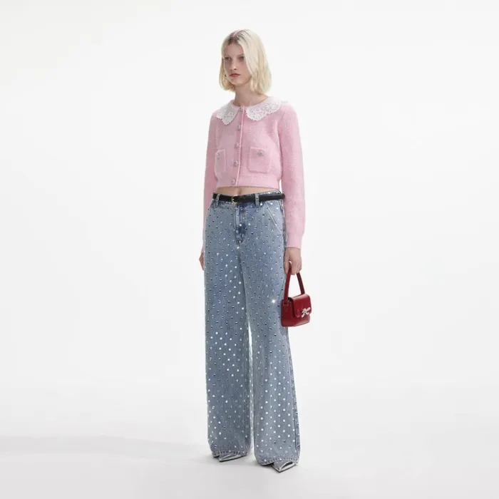 Self Portrait Knitwear Pink Fluffy Rib Knit Cardigan 8211 Women Self Portrait Knitwear Pink Fluffy Rib Knit Cardigan 8211 Women