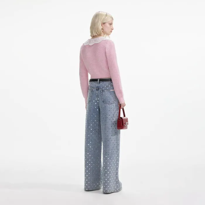 Self Portrait Knitwear Pink Fluffy Rib Knit Cardigan 8211 Women Self Portrait Knitwear Pink Fluffy Rib Knit Cardigan 8211 Women