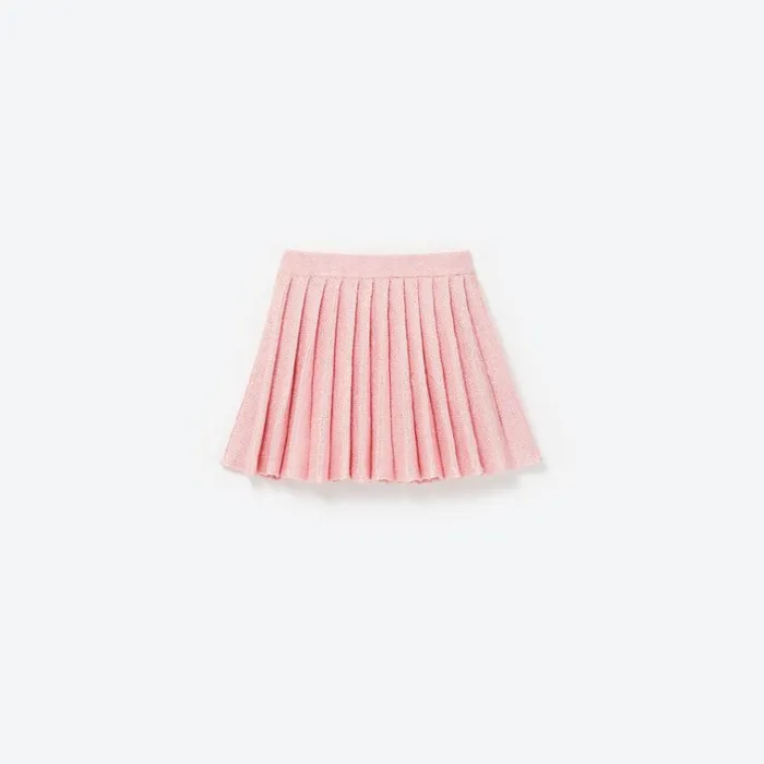 Self Portrait Knitwear Pink Sequin Knit Pleated Skirt 8211 Kids