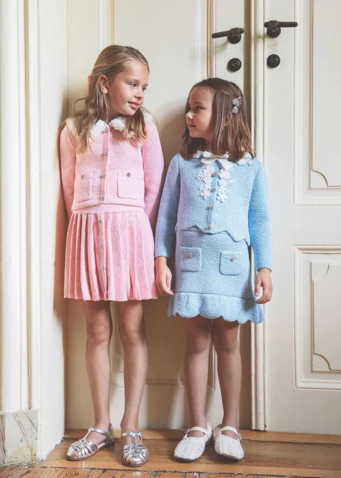 Self Portrait Knitwear Pink Sequin Knit Pleated Skirt 8211 Kids Self Portrait Knitwear Pink Sequin Knit Pleated Skirt 8211 Kids