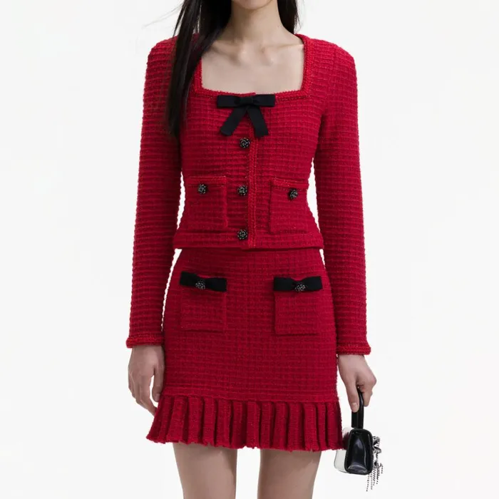 Self Portrait Knitwear Red Knit Bow Top 8211 Women Self Portrait Knitwear Red Knit Bow Top 8211 Women
