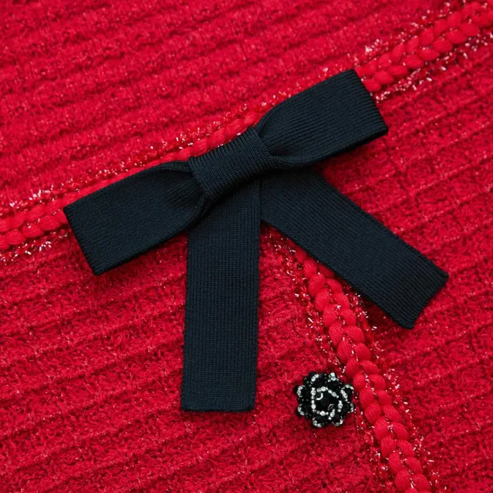 Self Portrait Knitwear Red Knit Bow Top 8211 Women Self Portrait Knitwear Red Knit Bow Top 8211 Women