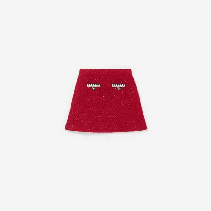 Self Portrait Knitwear Red Knit Skirt 8211 Kids