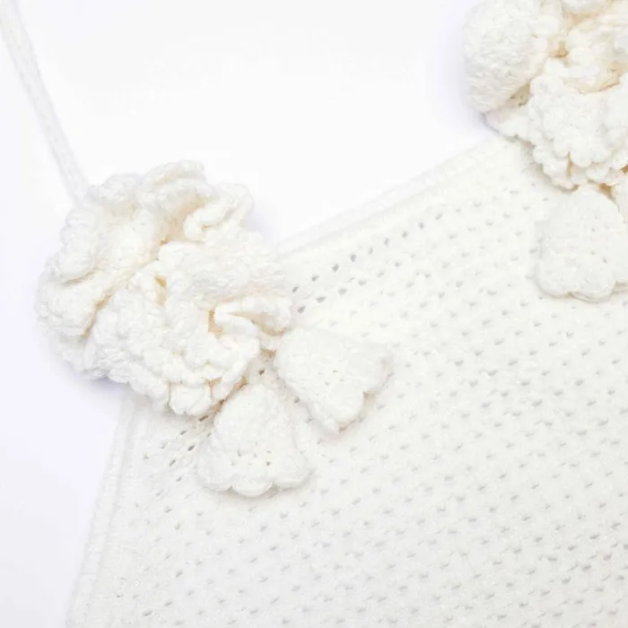 Self Portrait Knitwear White Crochet Crop Top 8211 Women Self Portrait Knitwear White Crochet Crop Top 8211 Women