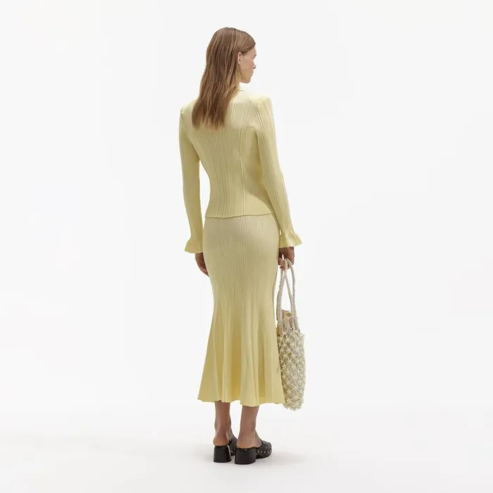 Self Portrait Knitwear Yellow Ribbed Viscose Knit Skirt 8211 Women Self Portrait Knitwear Yellow Ribbed Viscose Knit Skirt 8211 Women