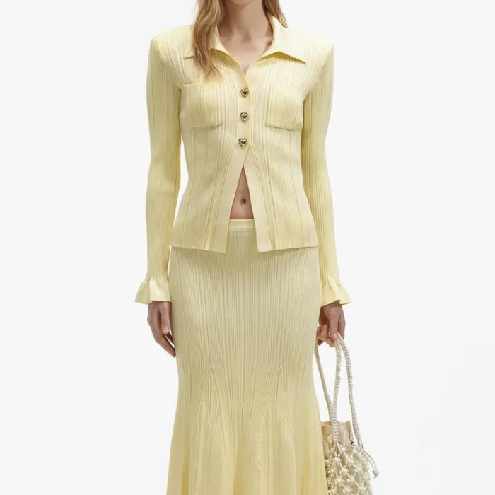 Self Portrait Knitwear Yellow Ribbed Viscose Knit Skirt 8211 Women Self Portrait Knitwear Yellow Ribbed Viscose Knit Skirt 8211 Women