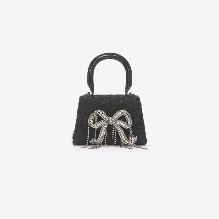 Self Portrait Micro Black Boucle Micro Bow Bag 8211 Women