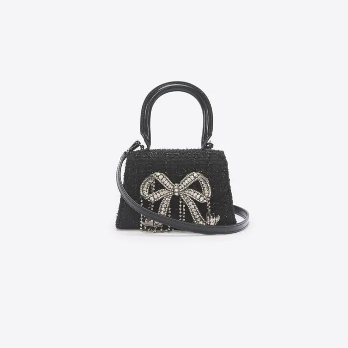 Self Portrait Micro Black Boucle Micro Bow Bag 8211 Women Self Portrait Micro Black Boucle Micro Bow Bag 8211 Women