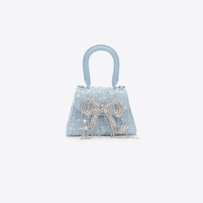 Self Portrait Micro Blue Boucle Micro Bow Bag 8211 Women