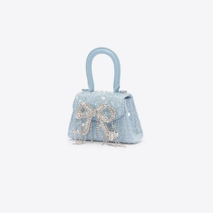 Self Portrait Micro Blue Boucle Micro Bow Bag 8211 Women Self Portrait Micro Blue Boucle Micro Bow Bag 8211 Women