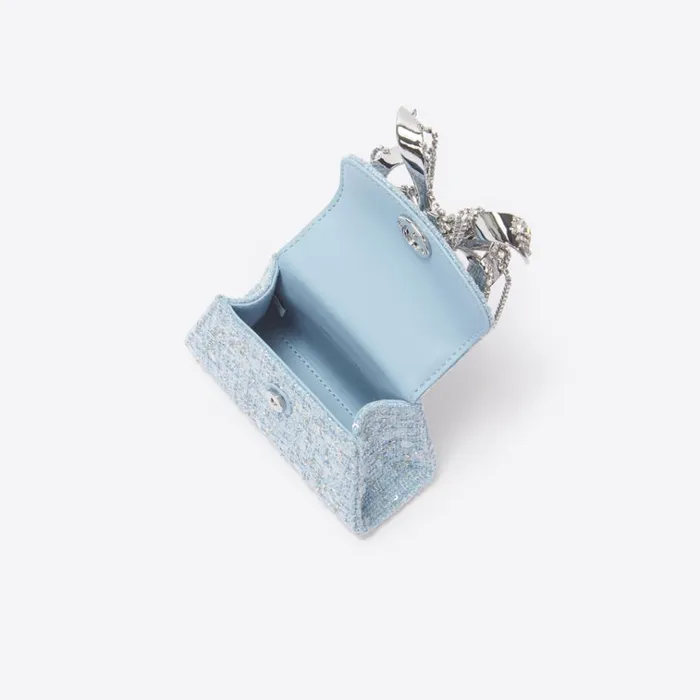 Self Portrait Micro Blue Boucle Micro Bow Bag 8211 Women Self Portrait Micro Blue Boucle Micro Bow Bag 8211 Women