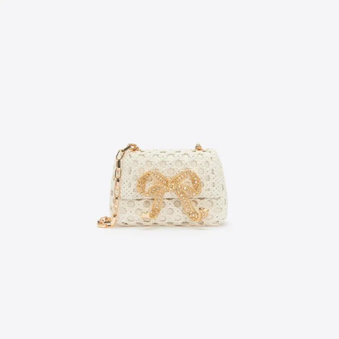 Self Portrait Micro Cream Woven Leather Micro Bag 8211 Women