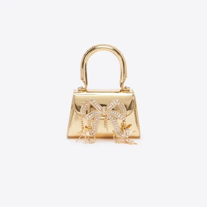 Self Portrait Micro Gold Metallic Micro Bow Bag 8211 Women