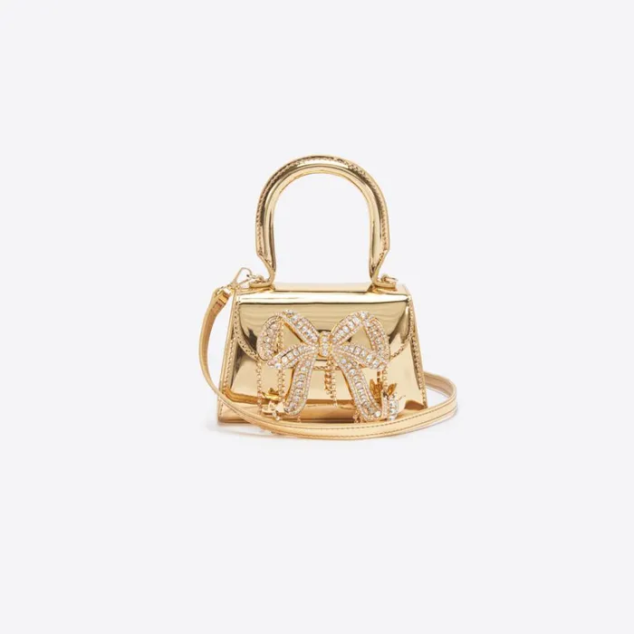 Self Portrait Micro Gold Metallic Micro Bow Bag 8211 Women Self Portrait Micro Gold Metallic Micro Bow Bag 8211 Women